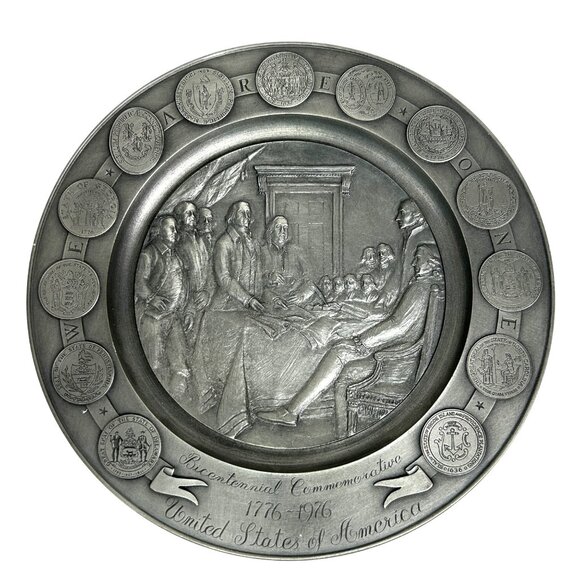Bicentennial Commemorative Pewter Plate 1776-1976 "We Are One" Serial No. 000271 - Picture 1 of 10